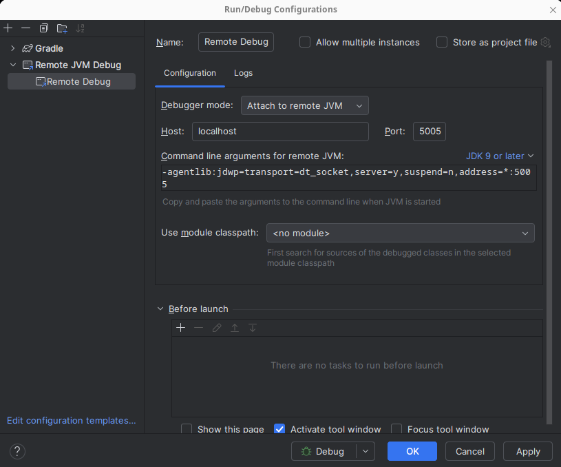 IntelliJ Remove Debug Configuration